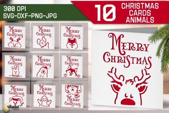 Download Christmas Cards Animals Bundle. Xmas SVG - Card Collection