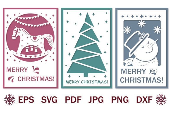 Download Bundle of Papercut Christmas Cards, Svg - Card Collection