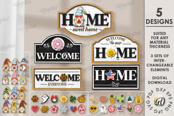 Download Interchangeable Home Signs Bundle Laser - Home Collection