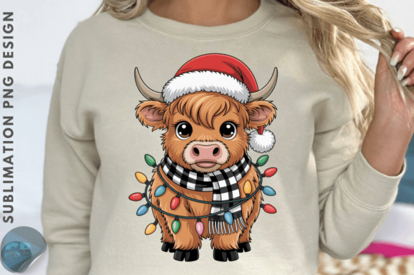 Download Christmas Lights Highland Cow Sublimatio - Sub Collection