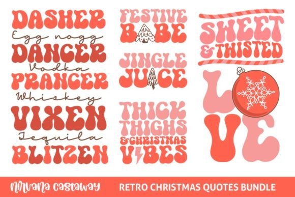 Download Retro Christmas Sayings Quotes Bundle - Christmas sayings quotes Collection