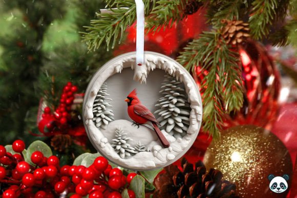 Download 3D Red Cardinal Christmas Ornament 5 - Card Collection
