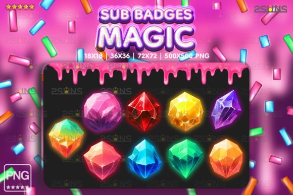 Download 9 Magic Sub Badges GEM Сrystal Twitch - Premium Resources