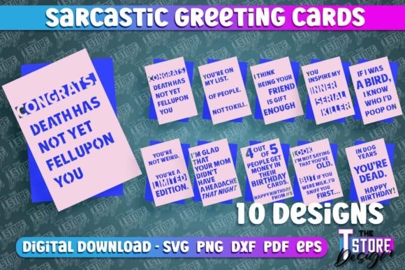 Download Sarcastic Greeting Card Design Bundle - Card Collection