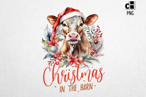 Download Vintage Christmas Farm Cow Sublimation - Sub Collection