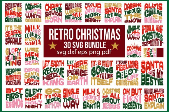 Download 30 SVG Retro Christmas Bundle, Holiday - Retro christmas bundle Collection