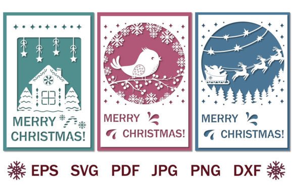 Download Bundle of Papercut Christmas Cards, Svg - Card Collection