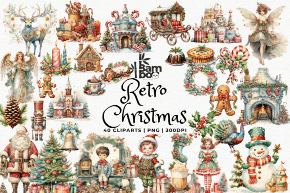 Download Watercolor Retro Christmas Bundle - Retro christmas bundle Collection