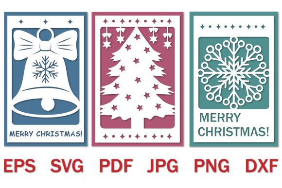 Download Bundle of Papercut Christmas Cards, Svg - Card Collection